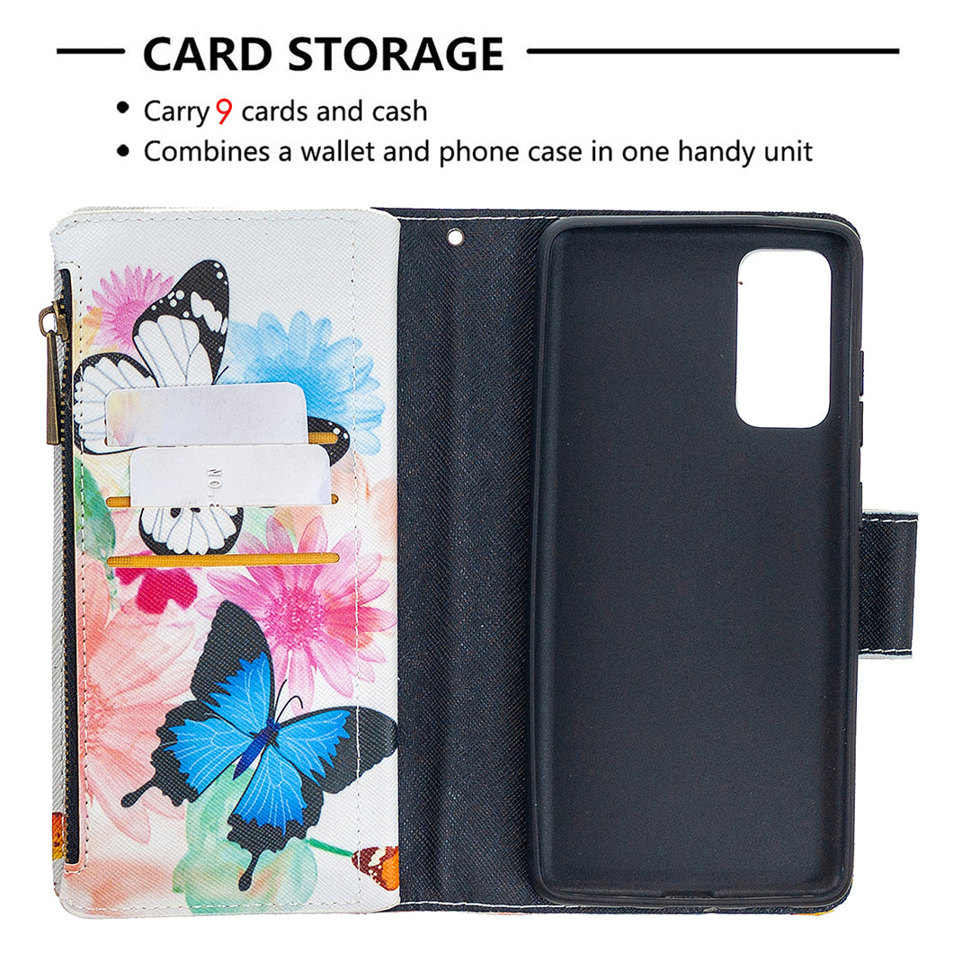 Pattern Printing Case Wallet Stand Leather Cover Protector for Samsung Galaxy S20 FE 4G/FE 5G/S20 Lite/S20 FE 2022 - Butterfly