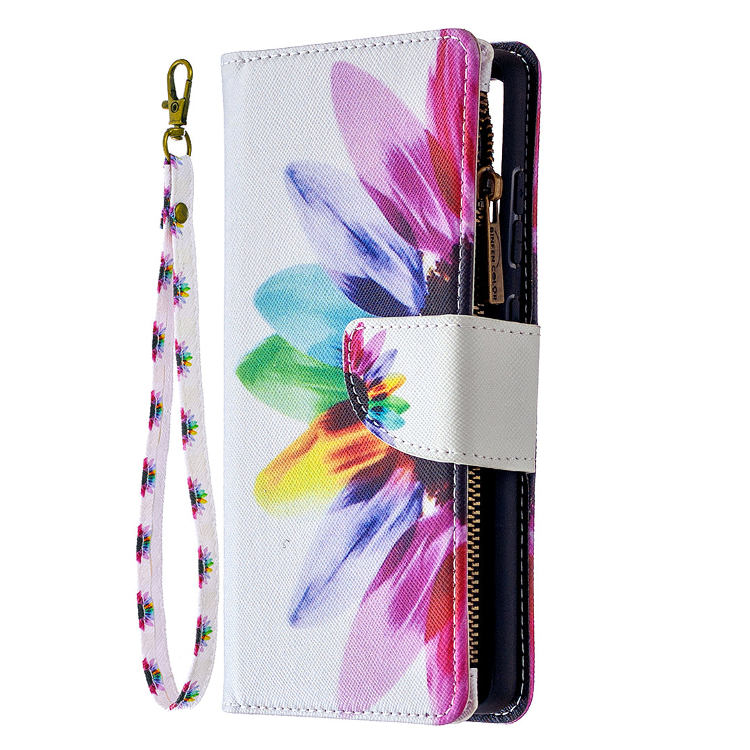 Pattern Printing Case Wallet Stand Leather Cover Protector for Samsung Galaxy S20 FE 4G/FE 5G/S20 Lite/S20 FE 2022 - Flower