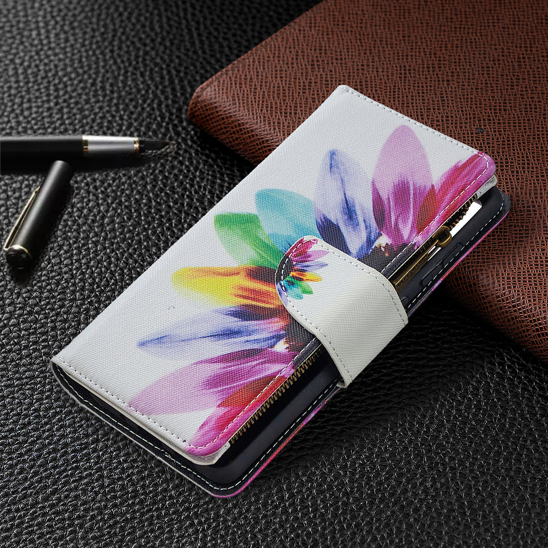 Pattern Printing Case Wallet Stand Leather Cover Protector for Samsung Galaxy S20 FE 4G/FE 5G/S20 Lite/S20 FE 2022 - Flower