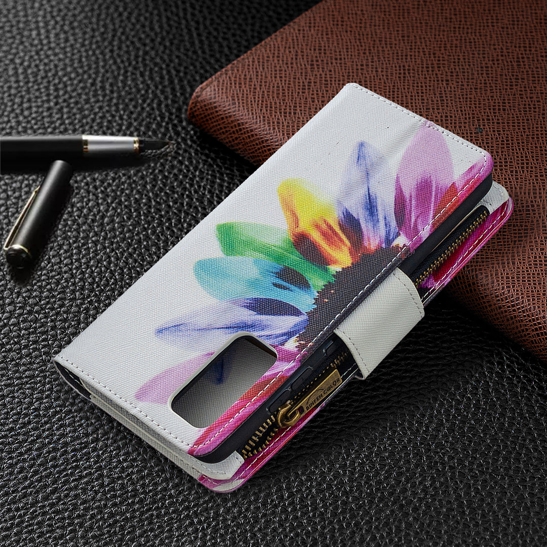 Pattern Printing Case Wallet Stand Leather Cover Protector for Samsung Galaxy S20 FE 4G/FE 5G/S20 Lite/S20 FE 2022 - Flower