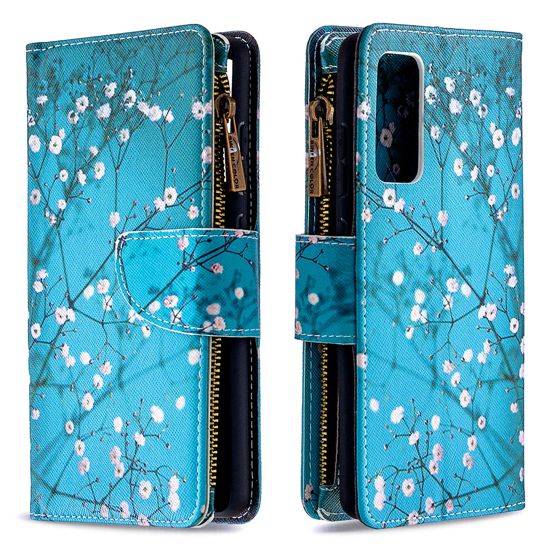 Pattern Printing Case Wallet Stand Leather Cover Protector for Samsung Galaxy S20 FE 4G/FE 5G/S20 Lite/S20 FE 2022 - Vivid Flower