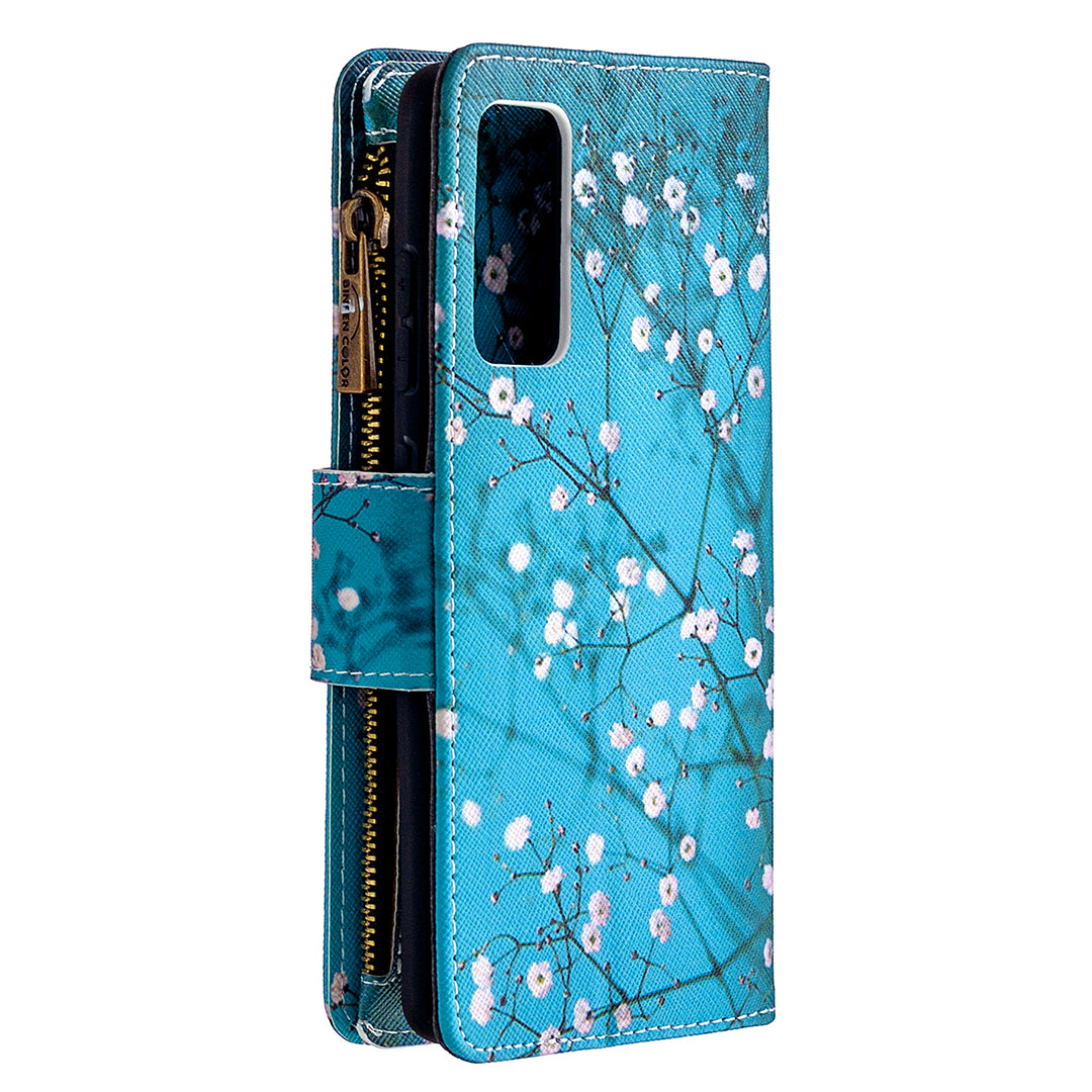 Pattern Printing Case Wallet Stand Leather Cover Protector for Samsung Galaxy S20 FE 4G/FE 5G/S20 Lite/S20 FE 2022 - Vivid Flower