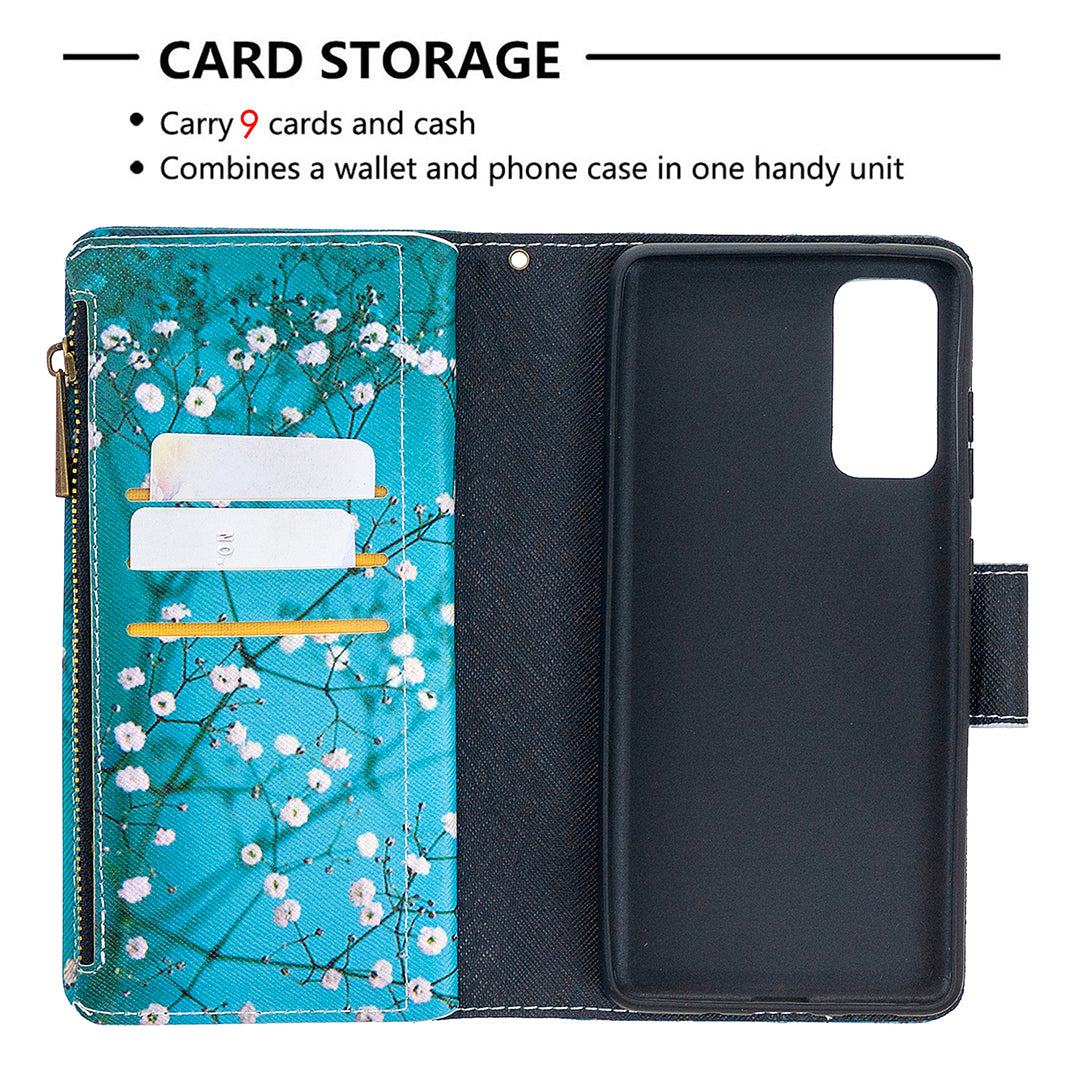 Pattern Printing Case Wallet Stand Leather Cover Protector for Samsung Galaxy S20 FE 4G/FE 5G/S20 Lite/S20 FE 2022 - Vivid Flower