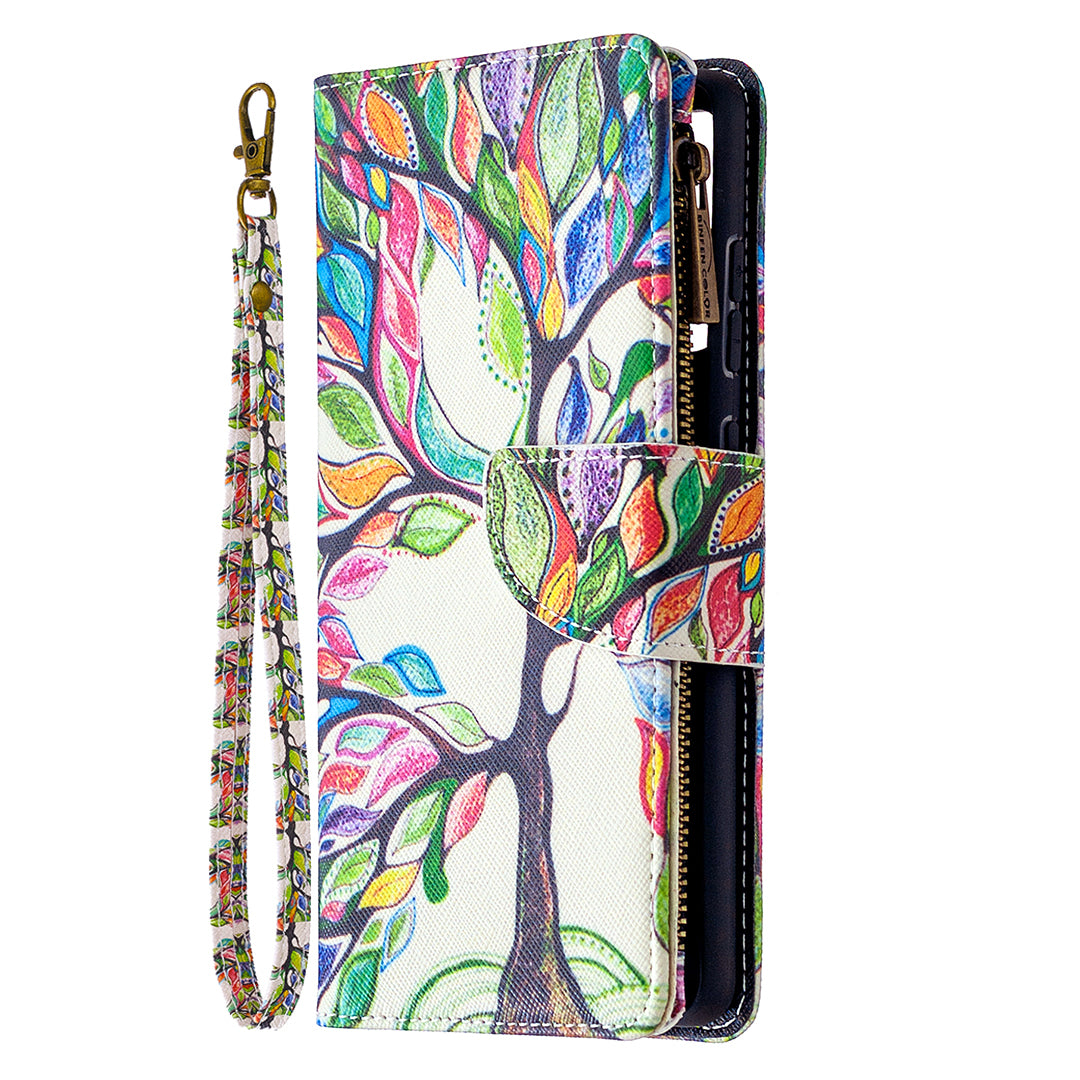 Pattern Printing Case Wallet Stand Leather Cover Protector for Samsung Galaxy S20 FE 4G/FE 5G/S20 Lite/S20 FE 2022 - Colorized Tree