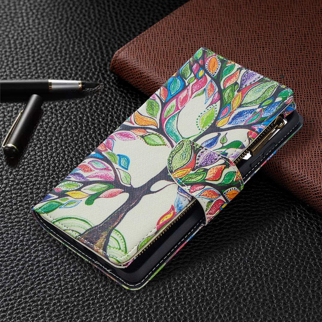 Pattern Printing Case Wallet Stand Leather Cover Protector for Samsung Galaxy S20 FE 4G/FE 5G/S20 Lite/S20 FE 2022 - Colorized Tree