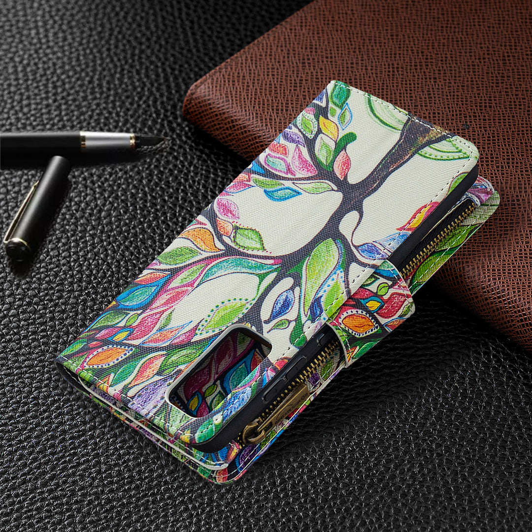 Pattern Printing Case Wallet Stand Leather Cover Protector for Samsung Galaxy S20 FE 4G/FE 5G/S20 Lite/S20 FE 2022 - Colorized Tree