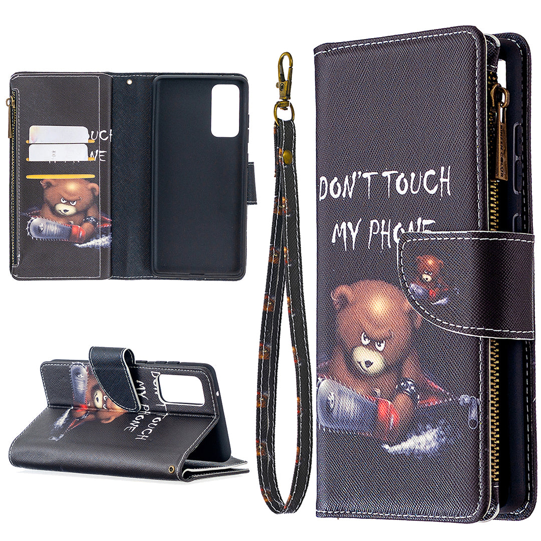 Pattern Printing Case Wallet Stand Leather Cover Protector for Samsung Galaxy S20 FE 4G/FE 5G/S20 Lite/S20 FE 2022 - Bear