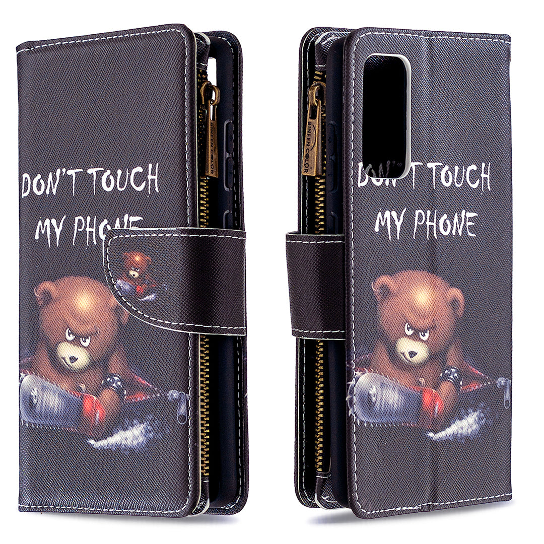 Pattern Printing Case Wallet Stand Leather Cover Protector for Samsung Galaxy S20 FE 4G/FE 5G/S20 Lite/S20 FE 2022 - Bear