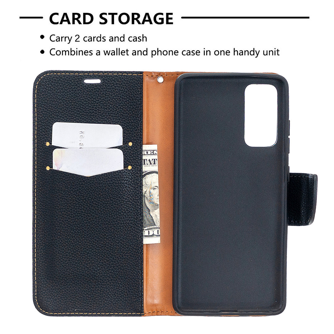 Litchi Surface with Wallet Leather Stand Case for Samsung Galaxy S20 FE 4G/FE 5G/S20 Lite/S20 FE 2022 - Black