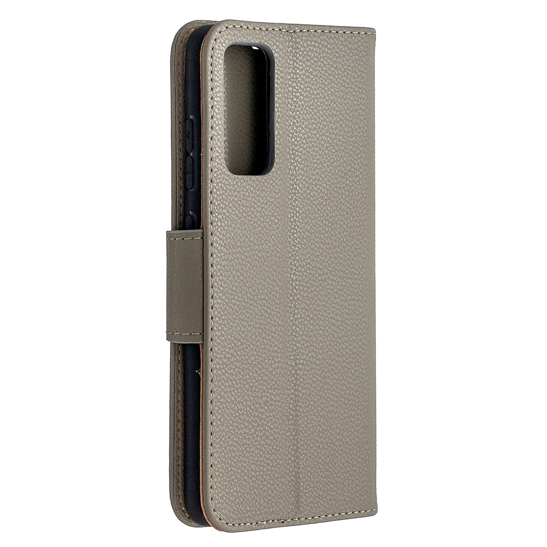 Litchi Surface with Wallet Leather Stand Case for Samsung Galaxy S20 FE 4G/FE 5G/S20 Lite/S20 FE 2022 - Grey