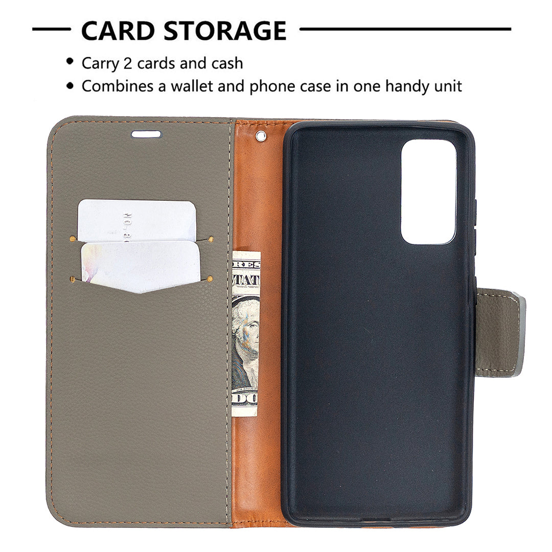 Litchi Surface with Wallet Leather Stand Case for Samsung Galaxy S20 FE 4G/FE 5G/S20 Lite/S20 FE 2022 - Grey