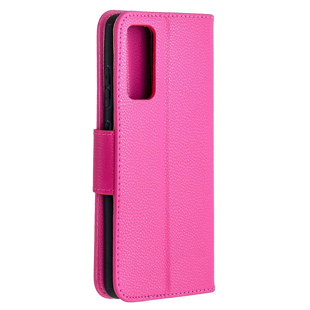 Litchi Surface with Wallet Leather Stand Case for Samsung Galaxy S20 FE 4G/FE 5G/S20 Lite/S20 FE 2022 - Rose