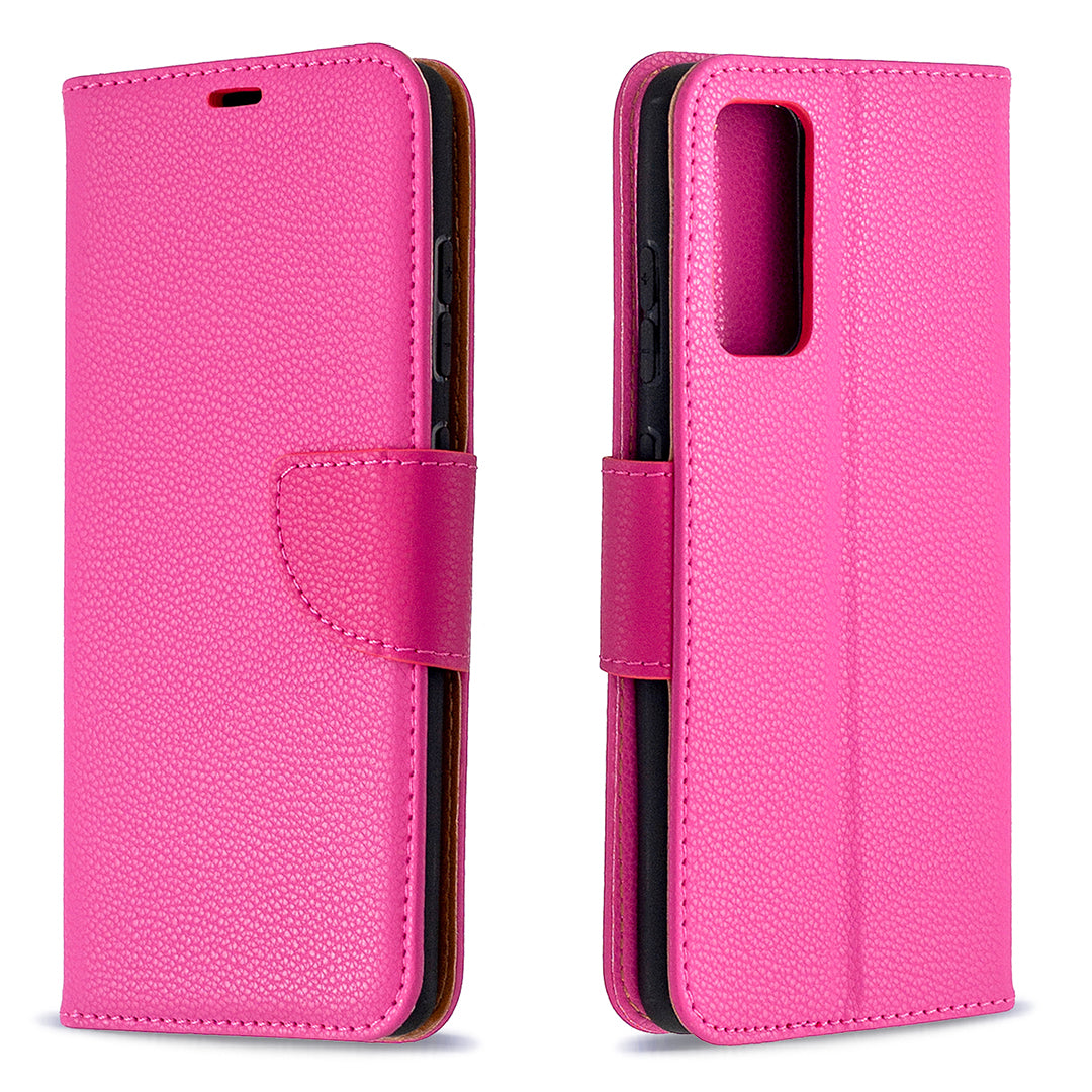 Litchi Surface with Wallet Leather Stand Case for Samsung Galaxy S20 FE 4G/FE 5G/S20 Lite/S20 FE 2022 - Rose