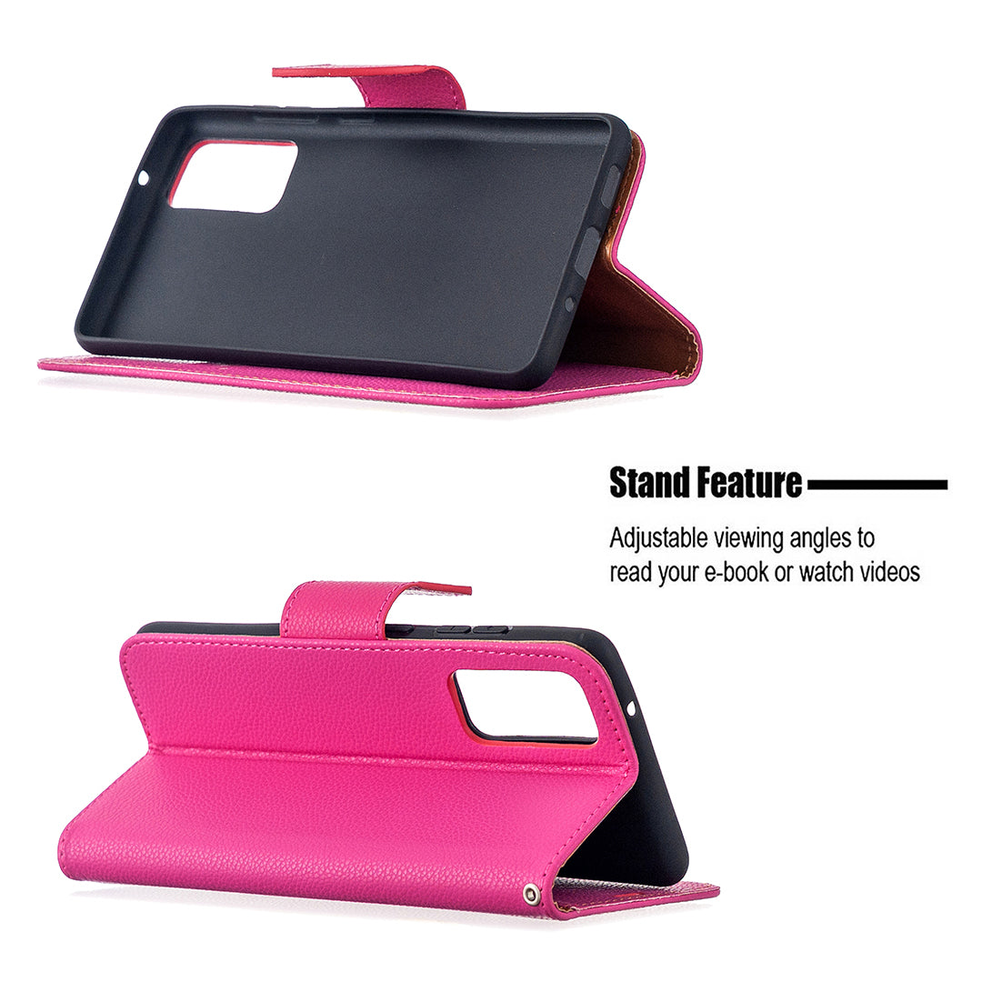 Litchi Surface with Wallet Leather Stand Case for Samsung Galaxy S20 FE 4G/FE 5G/S20 Lite/S20 FE 2022 - Rose