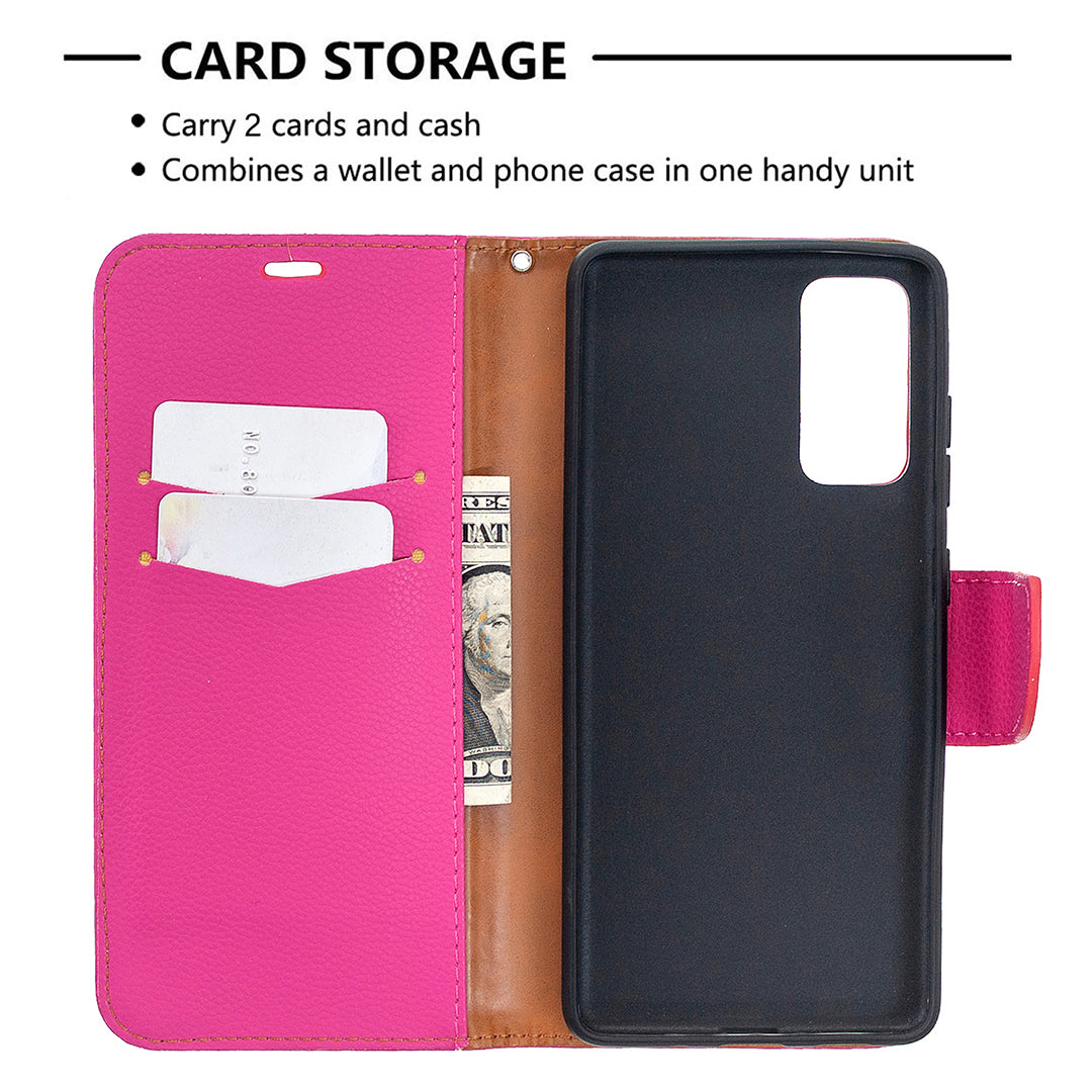 Litchi Surface with Wallet Leather Stand Case for Samsung Galaxy S20 FE 4G/FE 5G/S20 Lite/S20 FE 2022 - Rose