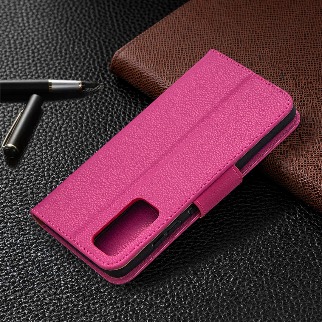 Litchi Surface with Wallet Leather Stand Case for Samsung Galaxy S20 FE 4G/FE 5G/S20 Lite/S20 FE 2022 - Rose