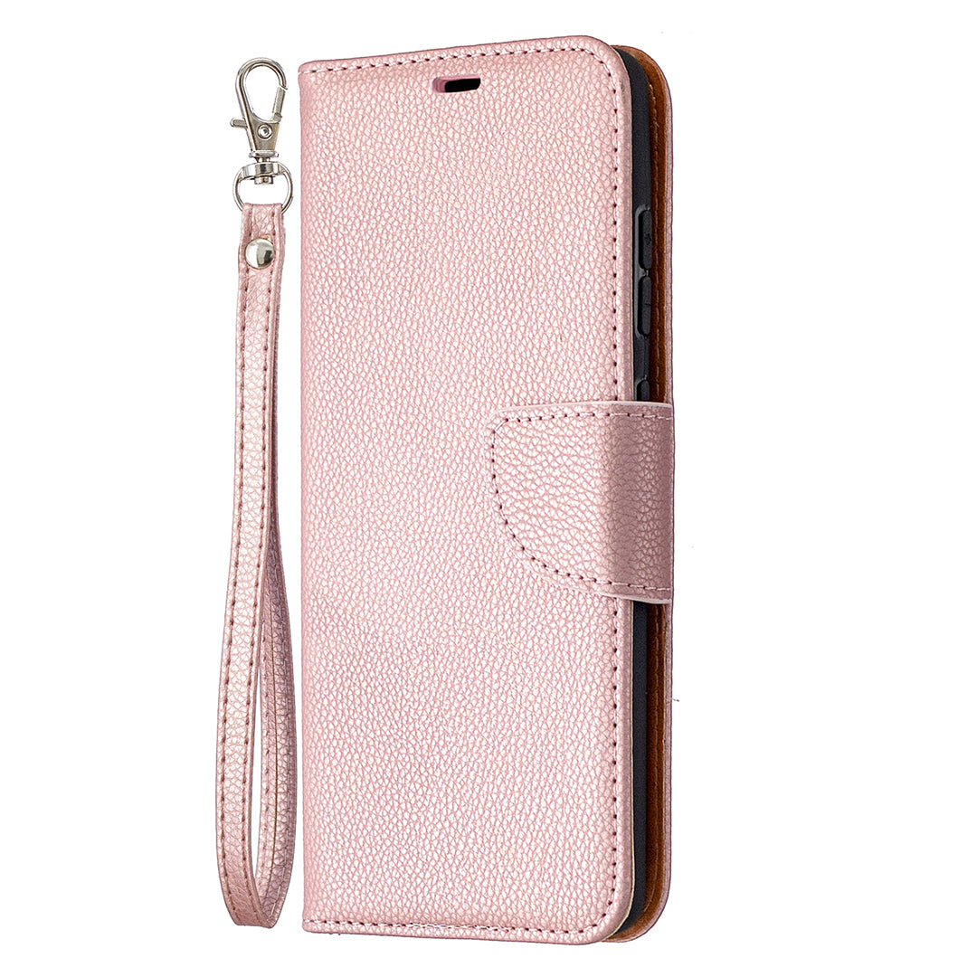 Litchi Surface with Wallet Leather Stand Case for Samsung Galaxy S20 FE 4G/FE 5G/S20 Lite/S20 FE 2022 - Rose Gold