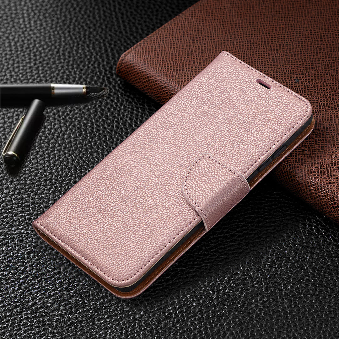 Litchi Surface with Wallet Leather Stand Case for Samsung Galaxy S20 FE 4G/FE 5G/S20 Lite/S20 FE 2022 - Rose Gold