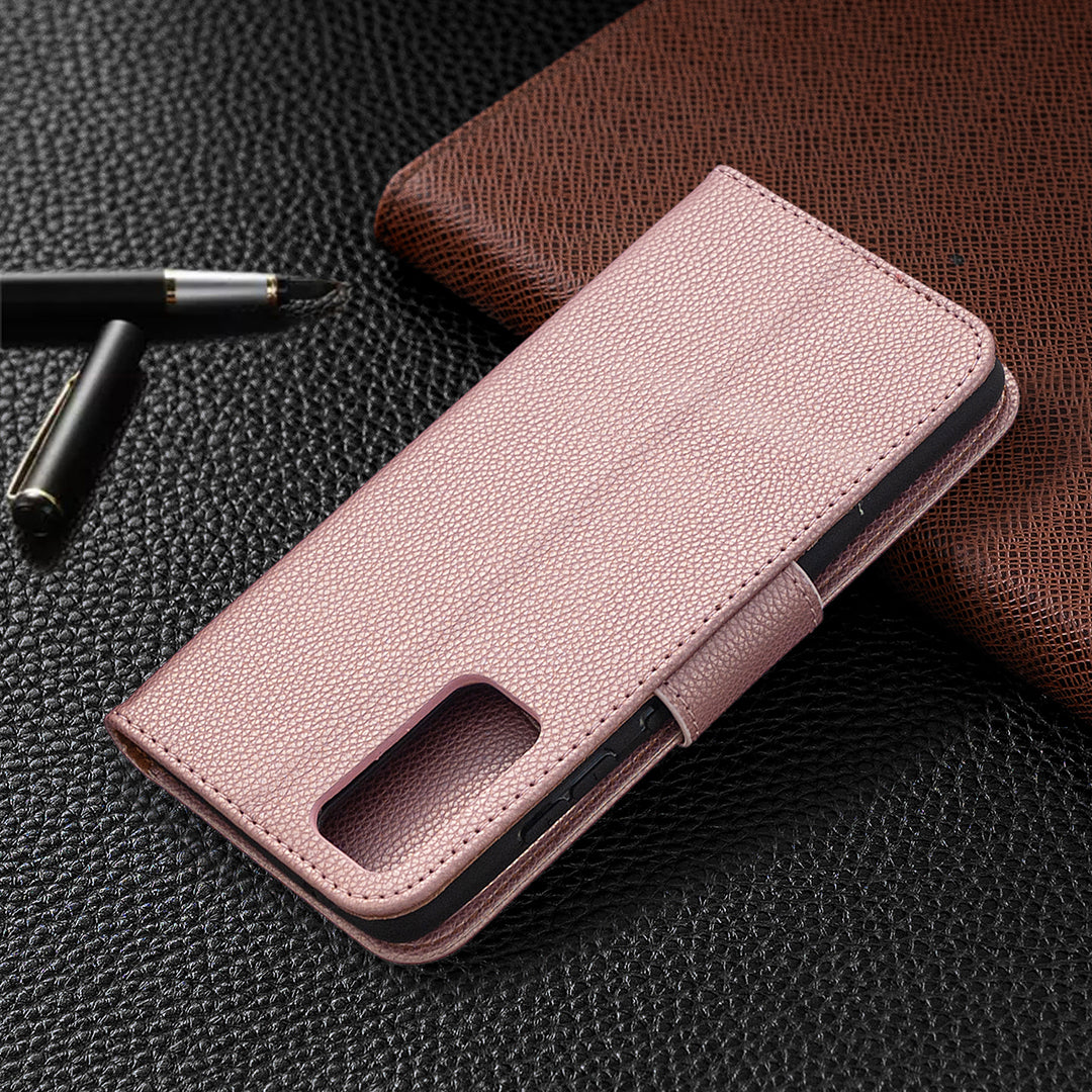 Litchi Surface with Wallet Leather Stand Case for Samsung Galaxy S20 FE 4G/FE 5G/S20 Lite/S20 FE 2022 - Rose Gold