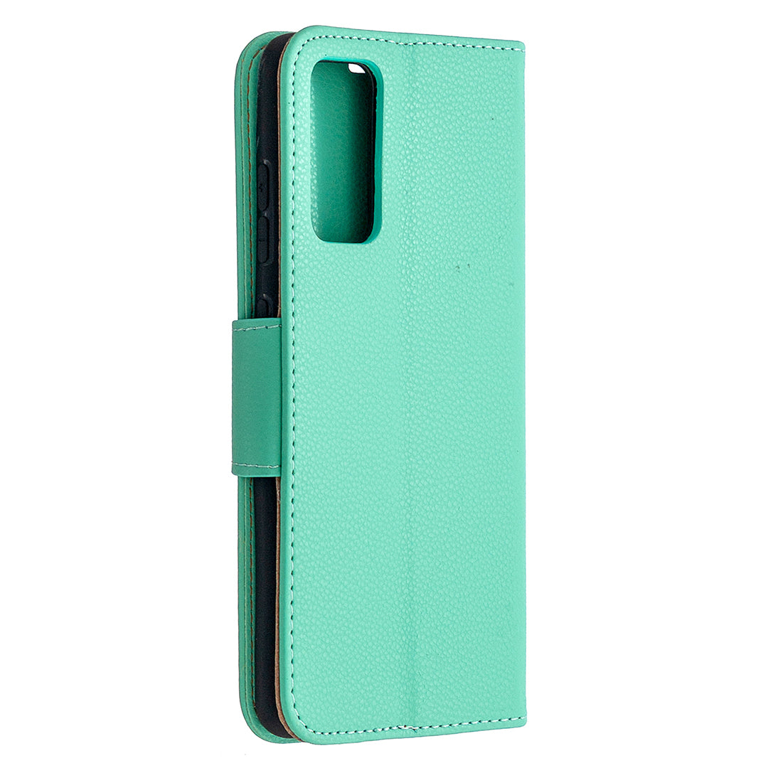 Litchi Surface with Wallet Leather Stand Case for Samsung Galaxy S20 FE 4G/FE 5G/S20 Lite/S20 FE 2022 - Green