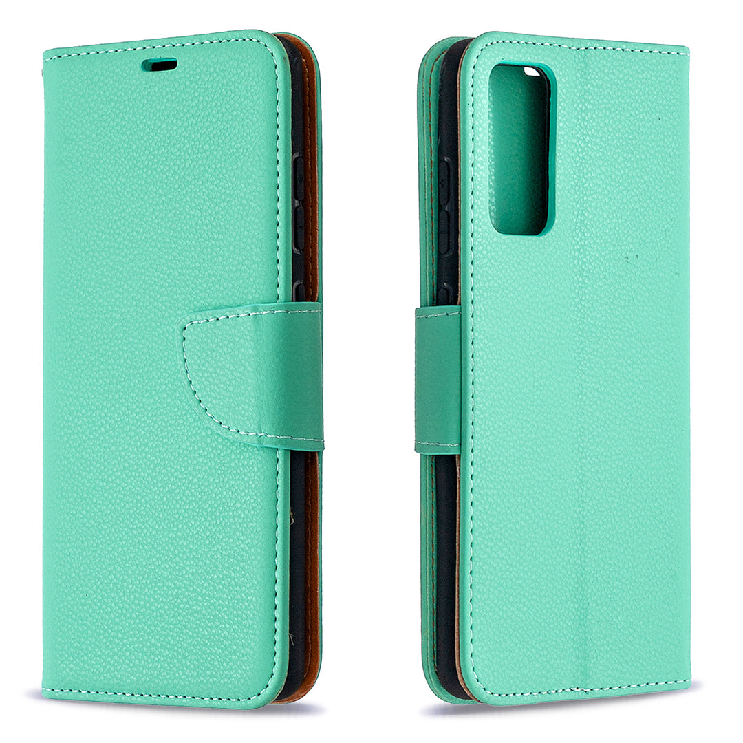 Litchi Surface with Wallet Leather Stand Case for Samsung Galaxy S20 FE 4G/FE 5G/S20 Lite/S20 FE 2022 - Green