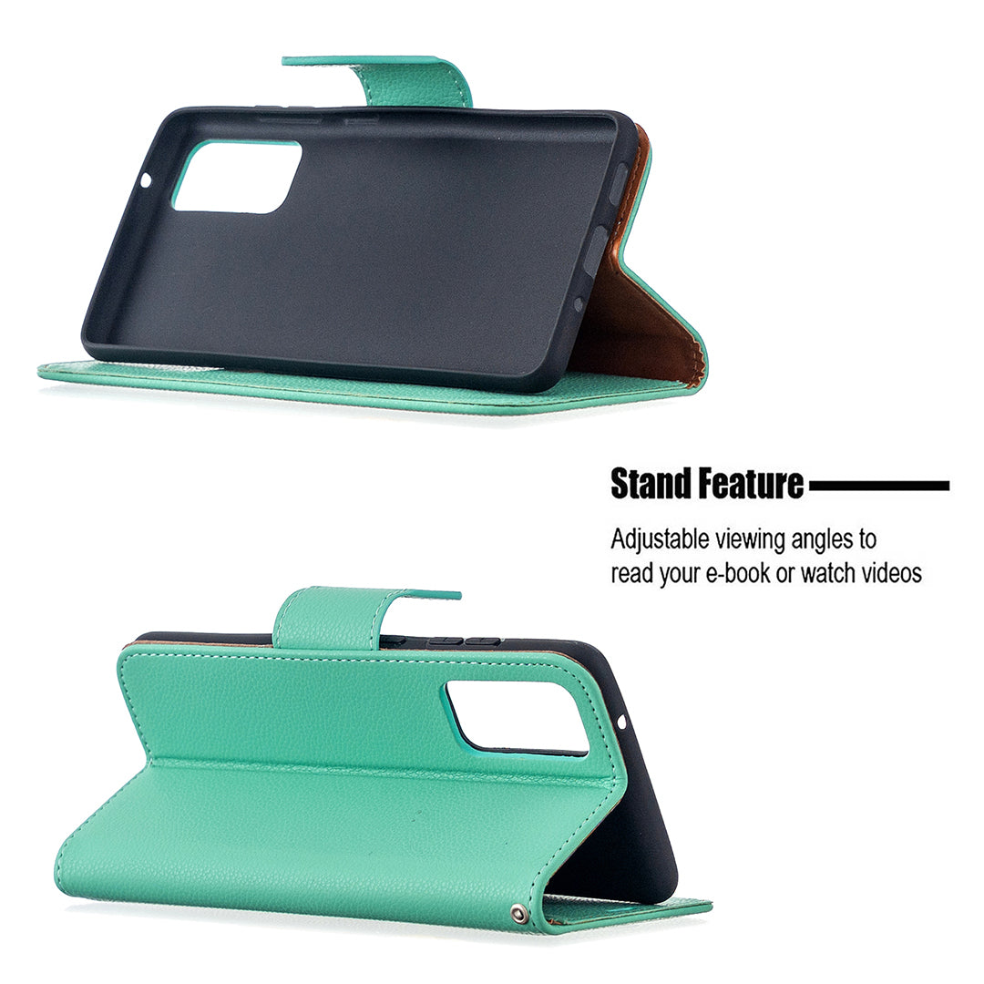 Litchi Surface with Wallet Leather Stand Case for Samsung Galaxy S20 FE 4G/FE 5G/S20 Lite/S20 FE 2022 - Green