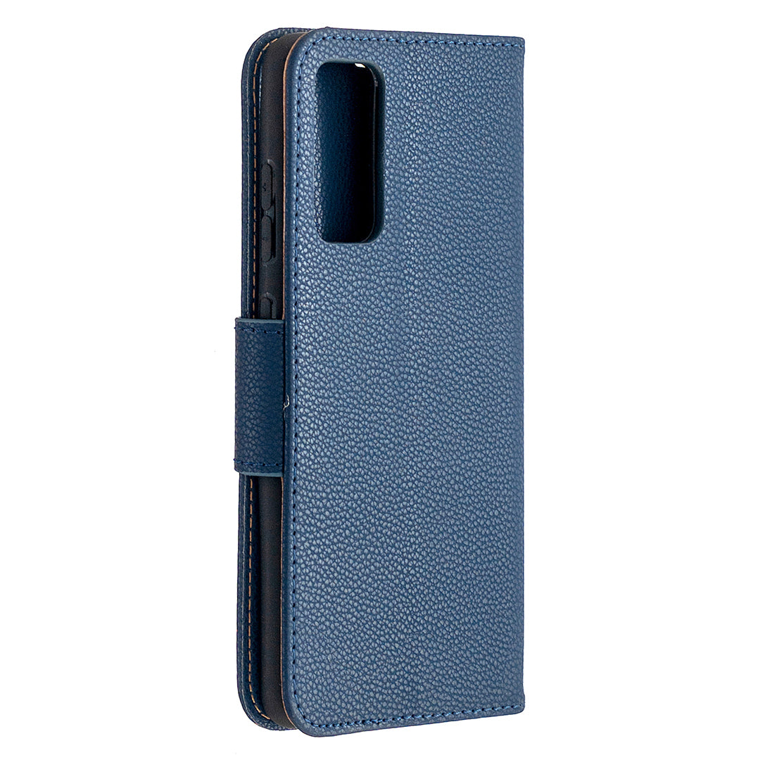 Litchi Surface with Wallet Leather Stand Case for Samsung Galaxy S20 FE 4G/FE 5G/S20 Lite/S20 FE 2022 - Blue