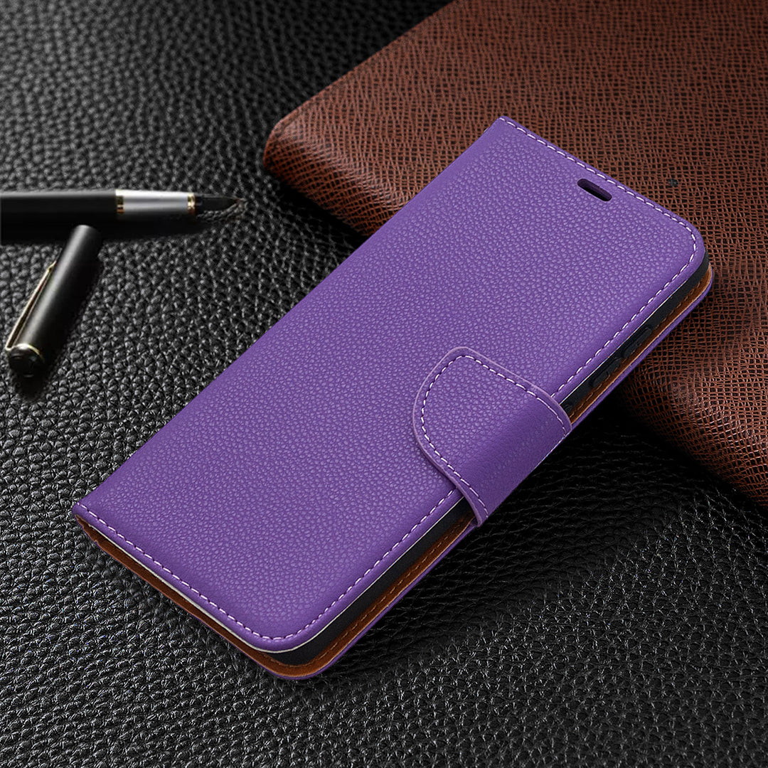 Litchi Surface with Wallet Leather Stand Case for Samsung Galaxy S20 FE 4G/FE 5G/S20 Lite/S20 FE 2022 - Purple