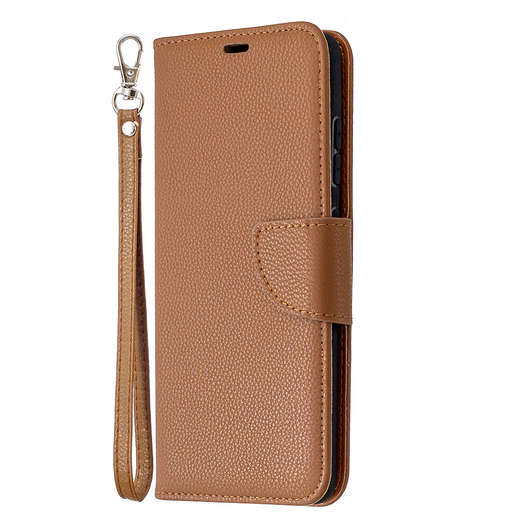 Litchi Surface with Wallet Leather Stand Case for Samsung Galaxy S20 FE 4G/FE 5G/S20 Lite/S20 FE 2022 - Brown