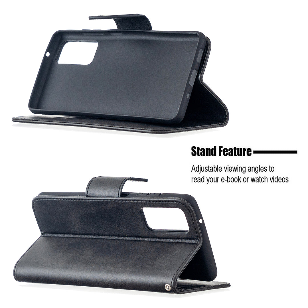 PU Leather Wallet Stand Phone Case for Samsung Galaxy S20 FE 4G/FE 5G/S20 Lite/S20 FE 2022 - Black