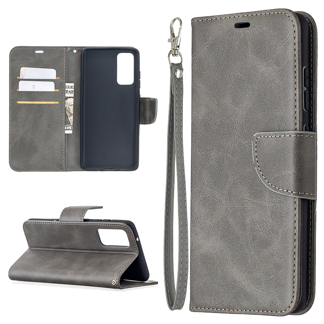 PU Leather Wallet Stand Phone Case for Samsung Galaxy S20 FE 4G/FE 5G/S20 Lite/S20 FE 2022 - Grey