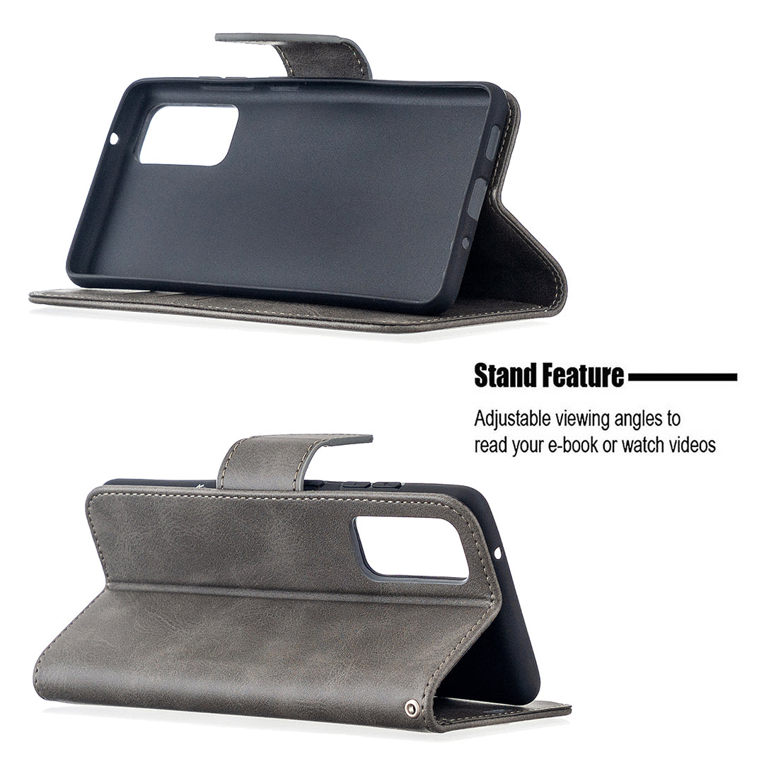 PU Leather Wallet Stand Phone Case for Samsung Galaxy S20 FE 4G/FE 5G/S20 Lite/S20 FE 2022 - Grey