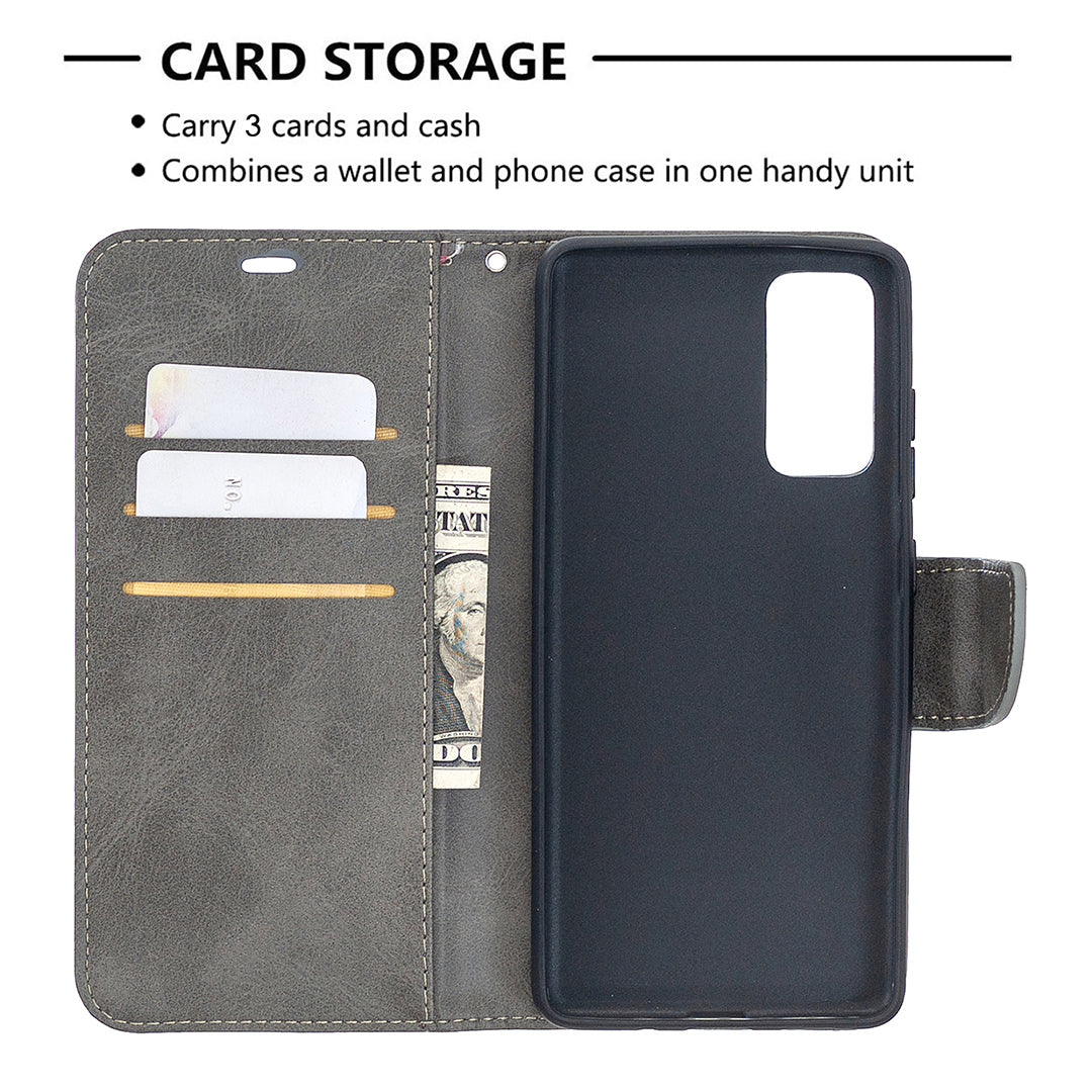 PU Leather Wallet Stand Phone Case for Samsung Galaxy S20 FE 4G/FE 5G/S20 Lite/S20 FE 2022 - Grey