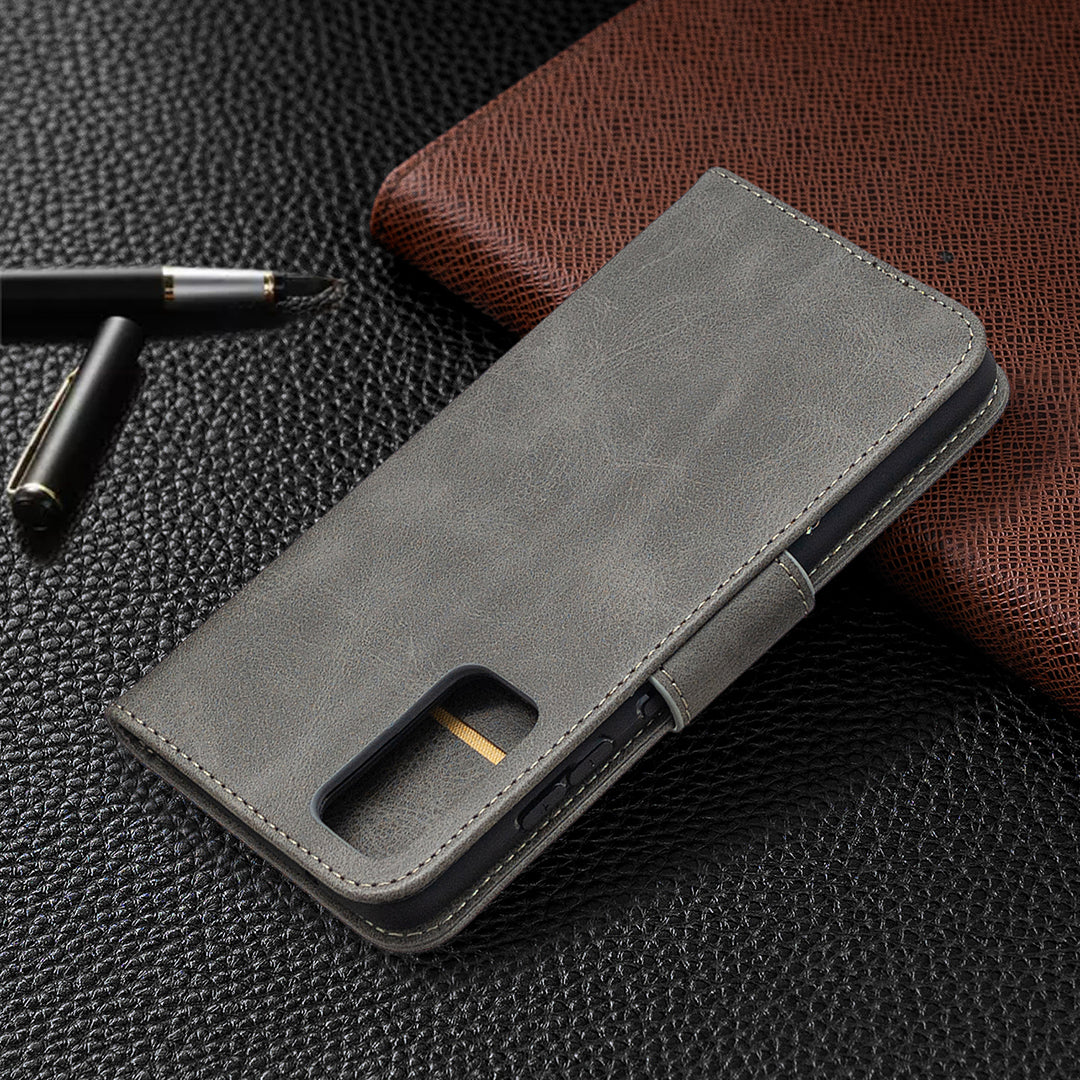 PU Leather Wallet Stand Phone Case for Samsung Galaxy S20 FE 4G/FE 5G/S20 Lite/S20 FE 2022 - Grey