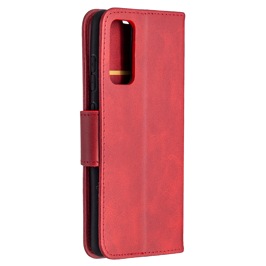 PU Leather Wallet Stand Phone Case for Samsung Galaxy S20 FE 4G/FE 5G/S20 Lite/S20 FE 2022 - Red