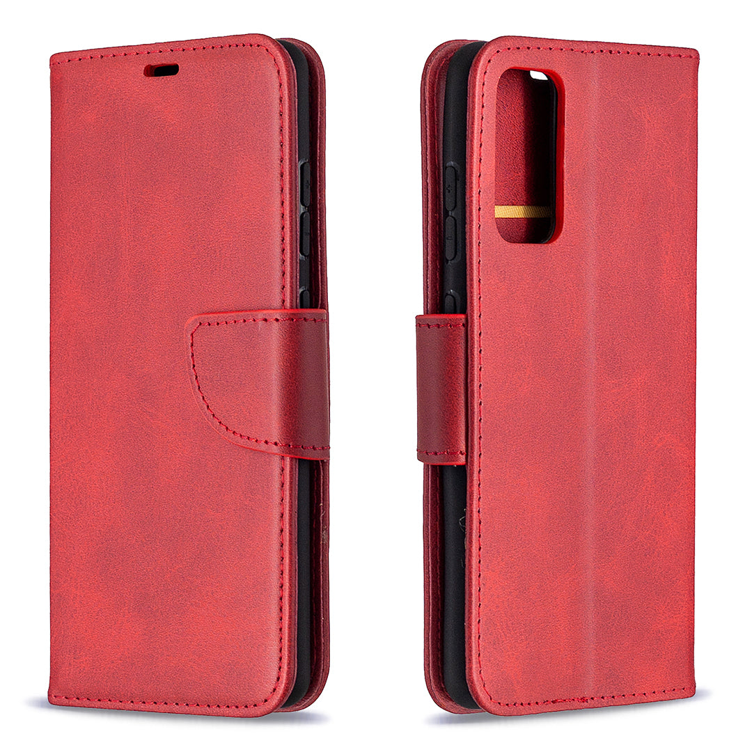 PU Leather Wallet Stand Phone Case for Samsung Galaxy S20 FE 4G/FE 5G/S20 Lite/S20 FE 2022 - Red