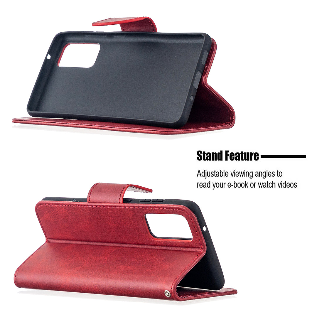 PU Leather Wallet Stand Phone Case for Samsung Galaxy S20 FE 4G/FE 5G/S20 Lite/S20 FE 2022 - Red