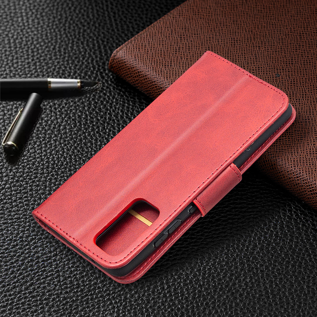 PU Leather Wallet Stand Phone Case for Samsung Galaxy S20 FE 4G/FE 5G/S20 Lite/S20 FE 2022 - Red