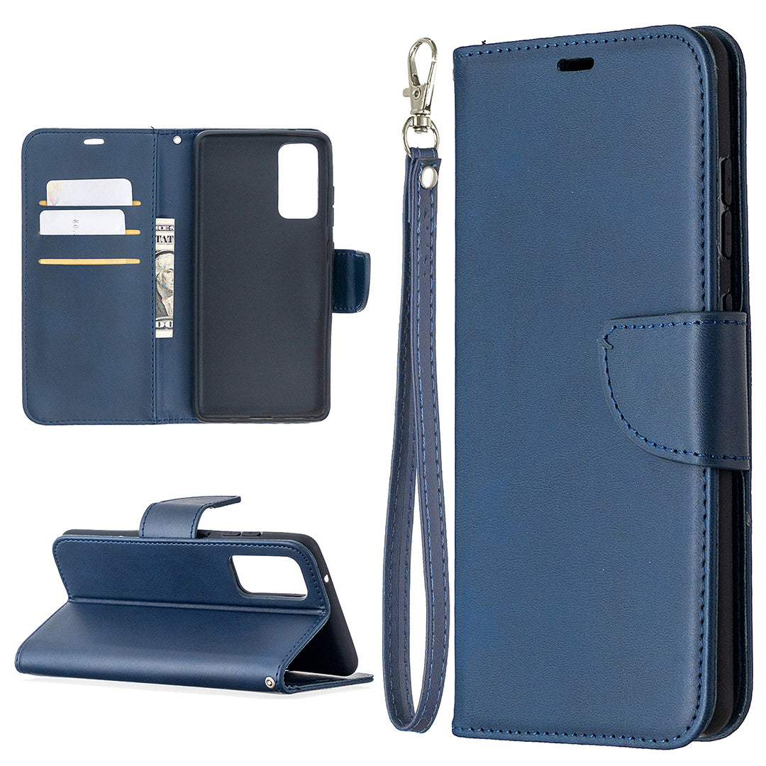 PU Leather Wallet Stand Phone Case for Samsung Galaxy S20 FE 4G/FE 5G/S20 Lite/S20 FE 2022 - Blue