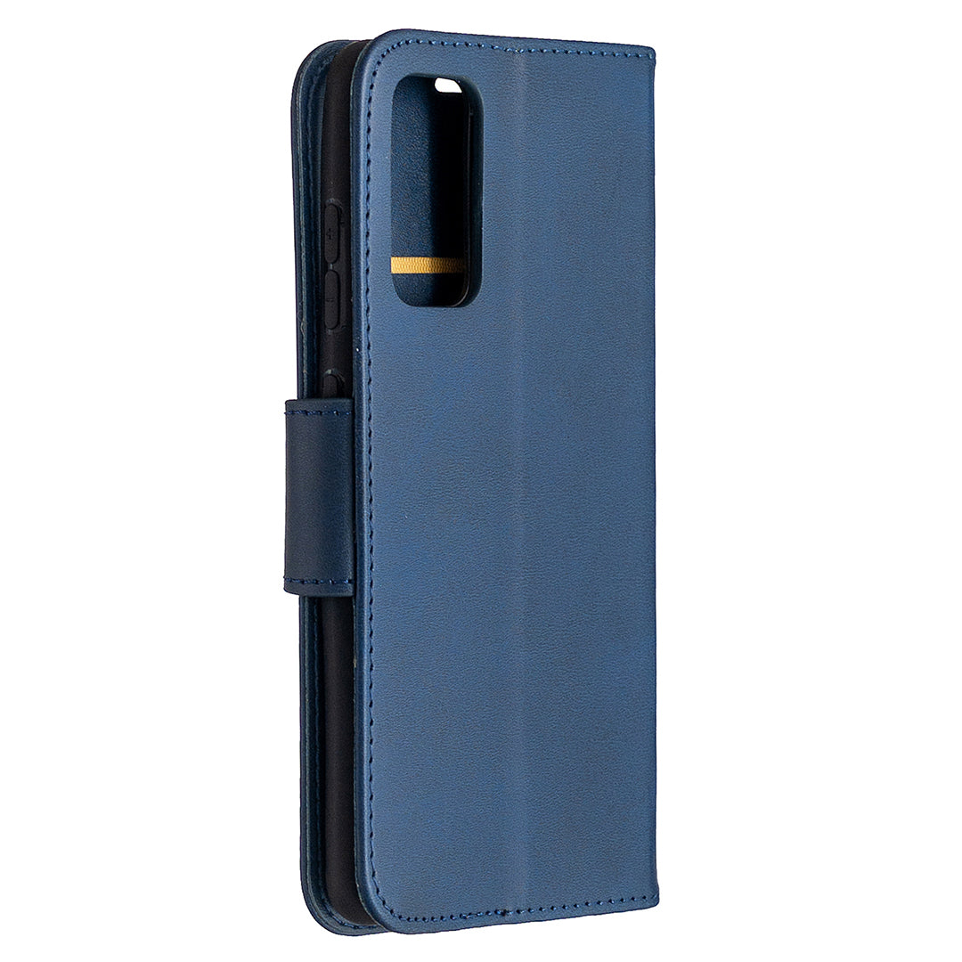 PU Leather Wallet Stand Phone Case for Samsung Galaxy S20 FE 4G/FE 5G/S20 Lite/S20 FE 2022 - Blue