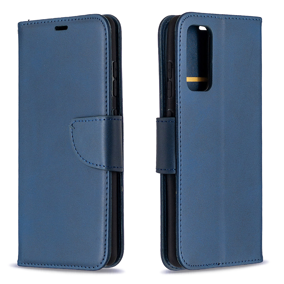 PU Leather Wallet Stand Phone Case for Samsung Galaxy S20 FE 4G/FE 5G/S20 Lite/S20 FE 2022 - Blue