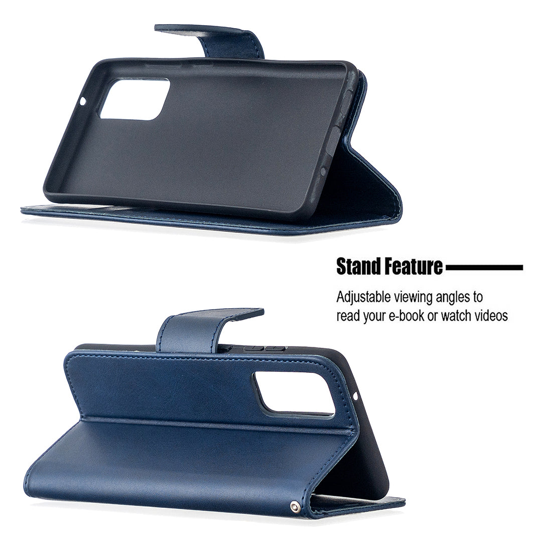 PU Leather Wallet Stand Phone Case for Samsung Galaxy S20 FE 4G/FE 5G/S20 Lite/S20 FE 2022 - Blue