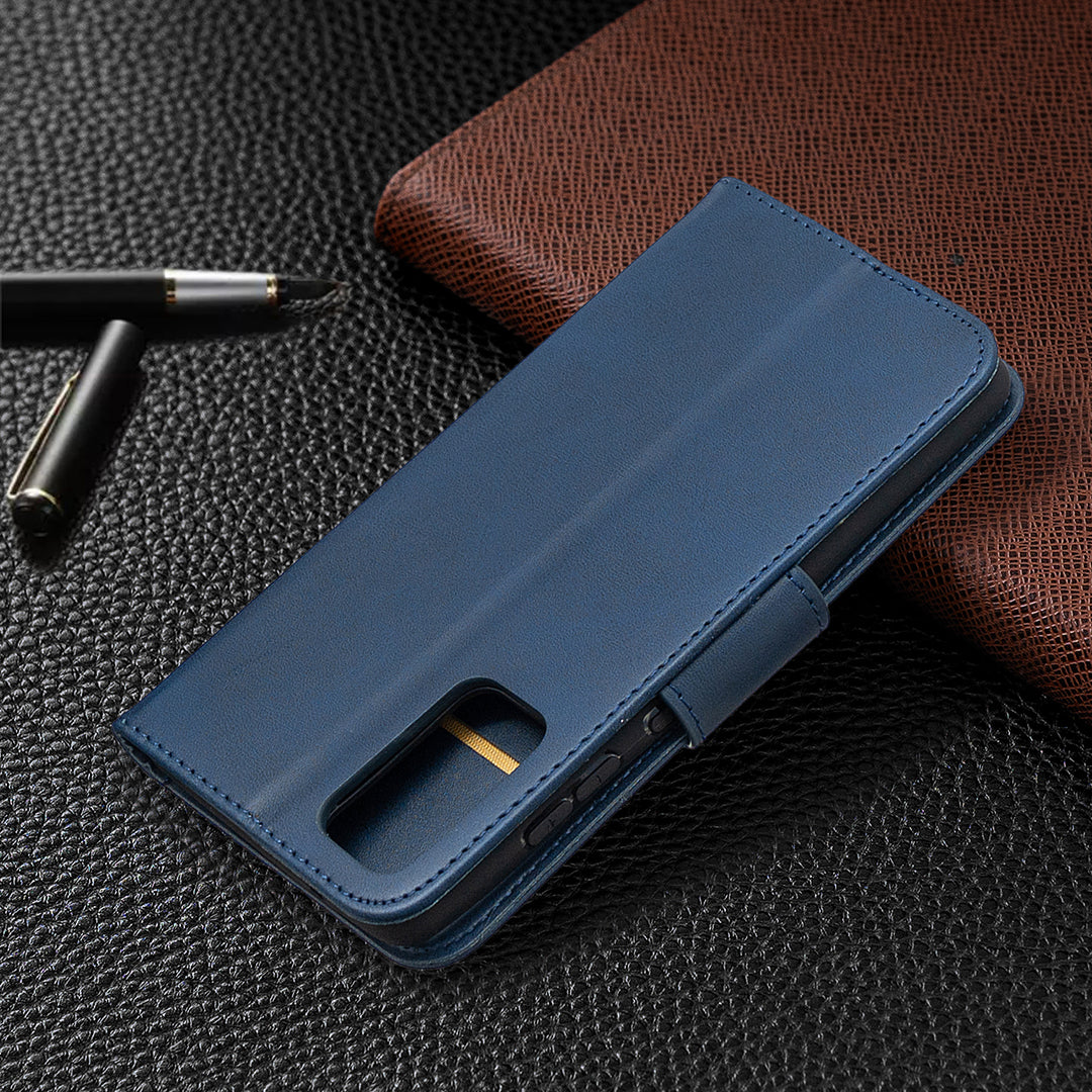 PU Leather Wallet Stand Phone Case for Samsung Galaxy S20 FE 4G/FE 5G/S20 Lite/S20 FE 2022 - Blue