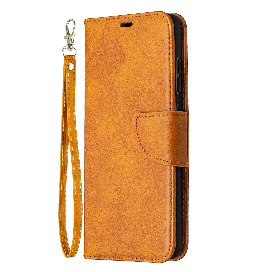 PU Leather Wallet Stand Phone Case for Samsung Galaxy S20 FE 4G/FE 5G/S20 Lite/S20 FE 2022 - Brown