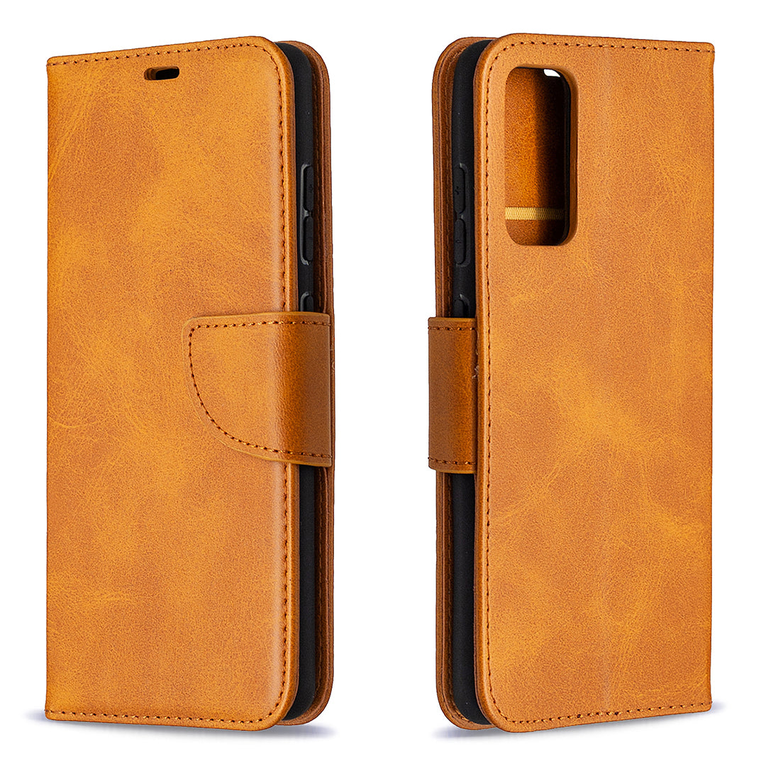 PU Leather Wallet Stand Phone Case for Samsung Galaxy S20 FE 4G/FE 5G/S20 Lite/S20 FE 2022 - Brown