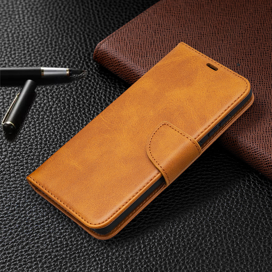 PU Leather Wallet Stand Phone Case for Samsung Galaxy S20 FE 4G/FE 5G/S20 Lite/S20 FE 2022 - Brown