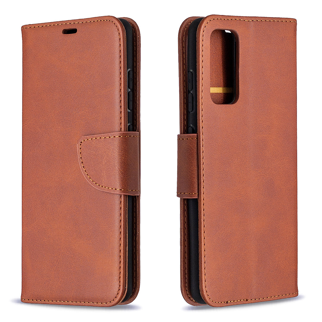 PU Leather Wallet Stand Phone Case for Samsung Galaxy S20 FE 4G/FE 5G/S20 Lite/S20 FE 2022 - Coffee