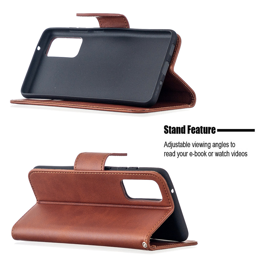 PU Leather Wallet Stand Phone Case for Samsung Galaxy S20 FE 4G/FE 5G/S20 Lite/S20 FE 2022 - Coffee