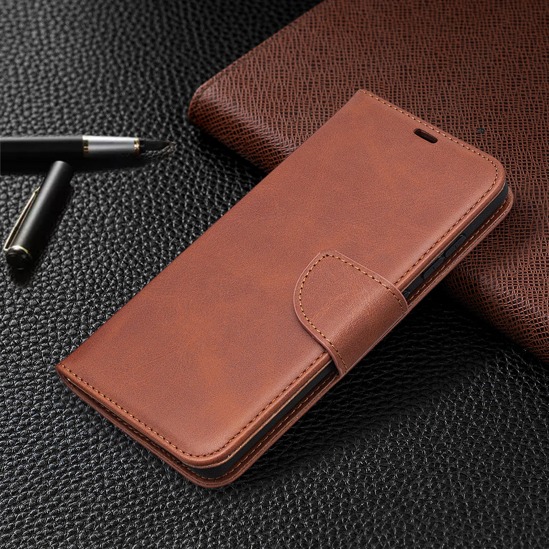 PU Leather Wallet Stand Phone Case for Samsung Galaxy S20 FE 4G/FE 5G/S20 Lite/S20 FE 2022 - Coffee