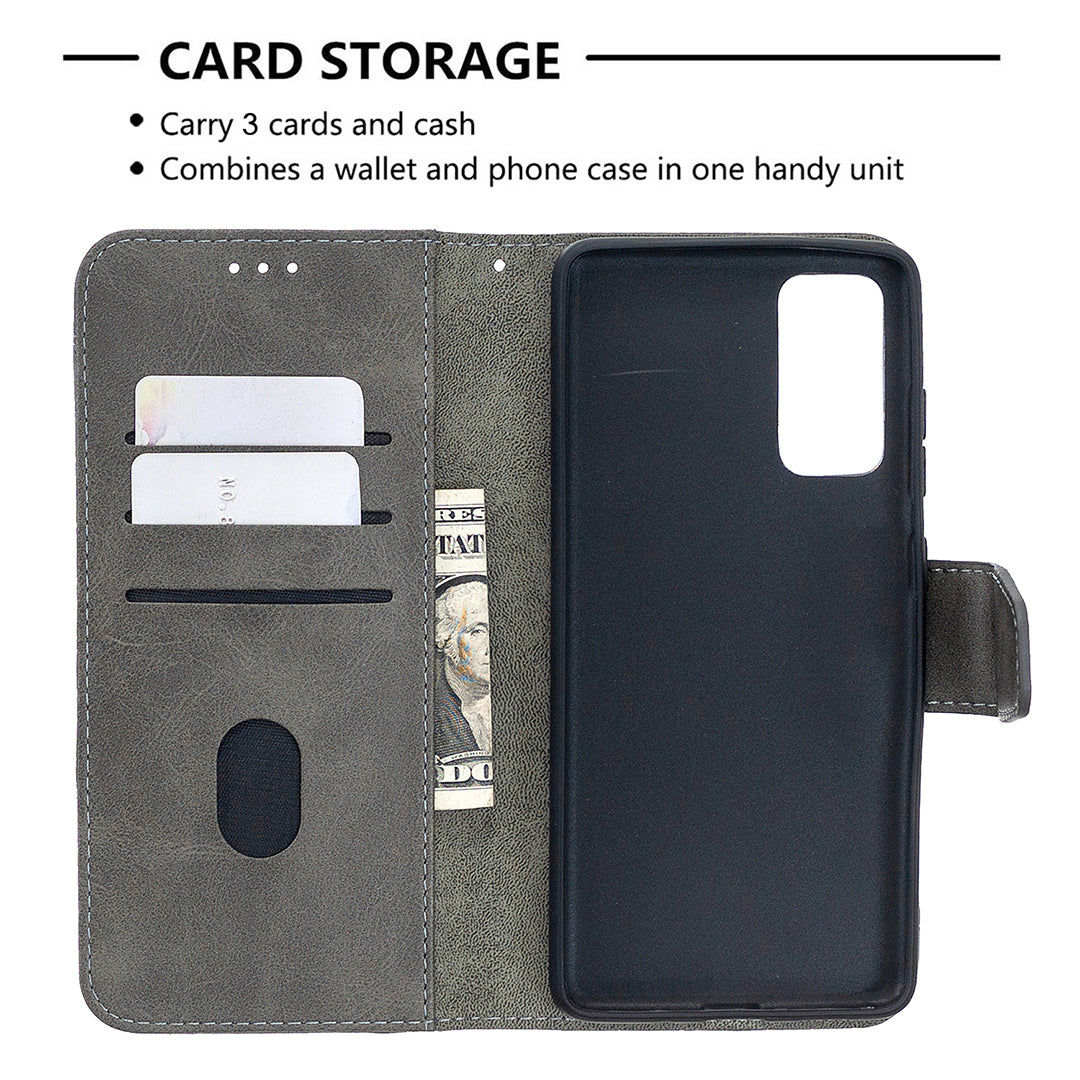 BF04 Splicing Crocodile Texture Wallet Stand Leather Case for Samsung Galaxy S20 FE 4G/FE 5G/S20 Lite/S20 FE 2022 - Grey